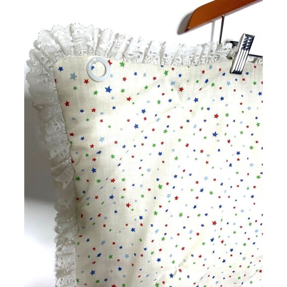 VTG Handmade Off White Care Bear Lace Quilt Blanket Double Sided Kids 29"x52" - Picture 9 of 9